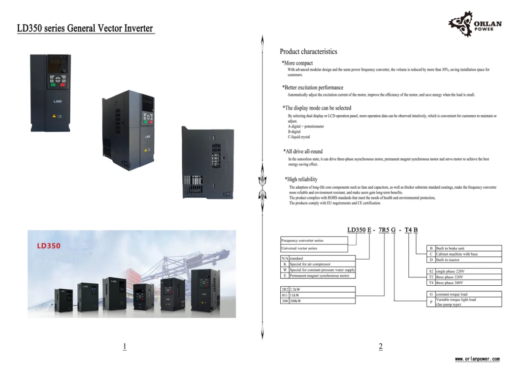 Drive Board Ld350 Series Vector Inverter Three Phase 380V 45kw/55kw