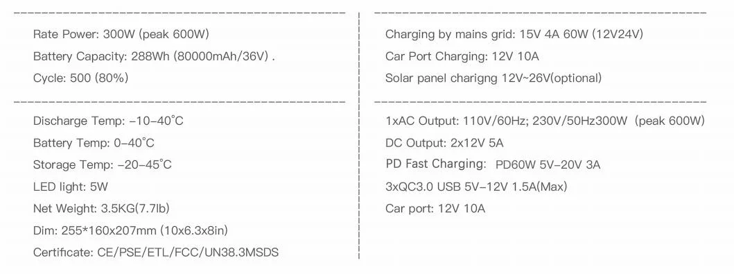 300W Outdoor Energy Storage Mobile Power Supply 110V220V Portable Power Source for Camping and Tourism