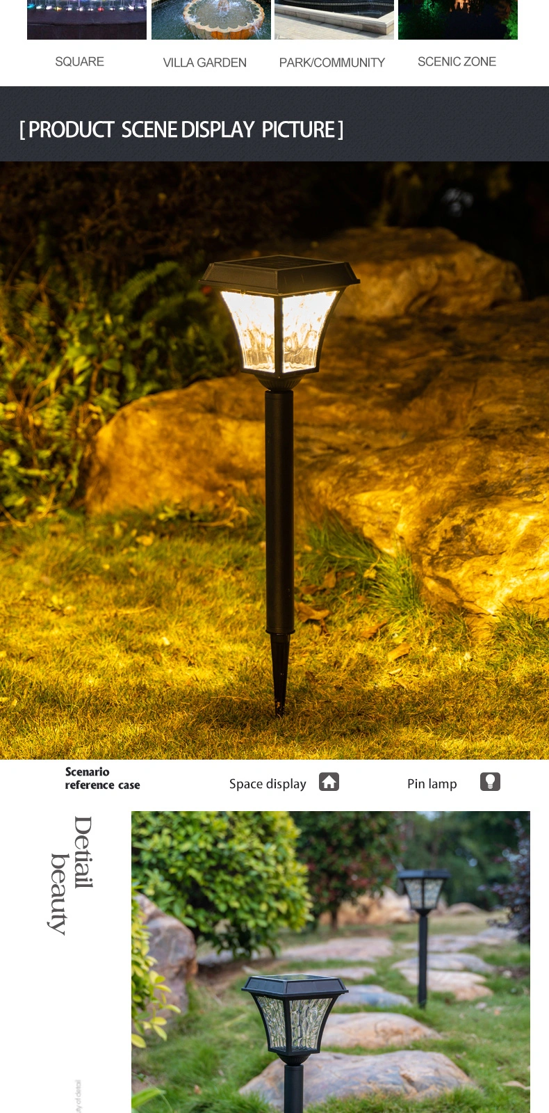 Outdoor IP65 Waterproof Aluminum Pathway Light Modern Style LED Solar Garden Light