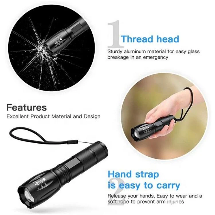 Powerful 5W Zoomable Handheld AAA Rechargeable Waterproof Zoom Torch LED Flashlight
